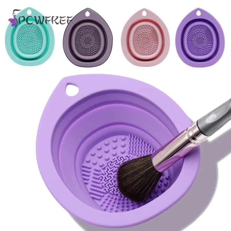 

Silicone Makeup Brush Cleaner Folding Powder Puff Cleaning Bowl Eyeshadow Brushes Washing Soft Mat Beauty Tools Scrubber Box