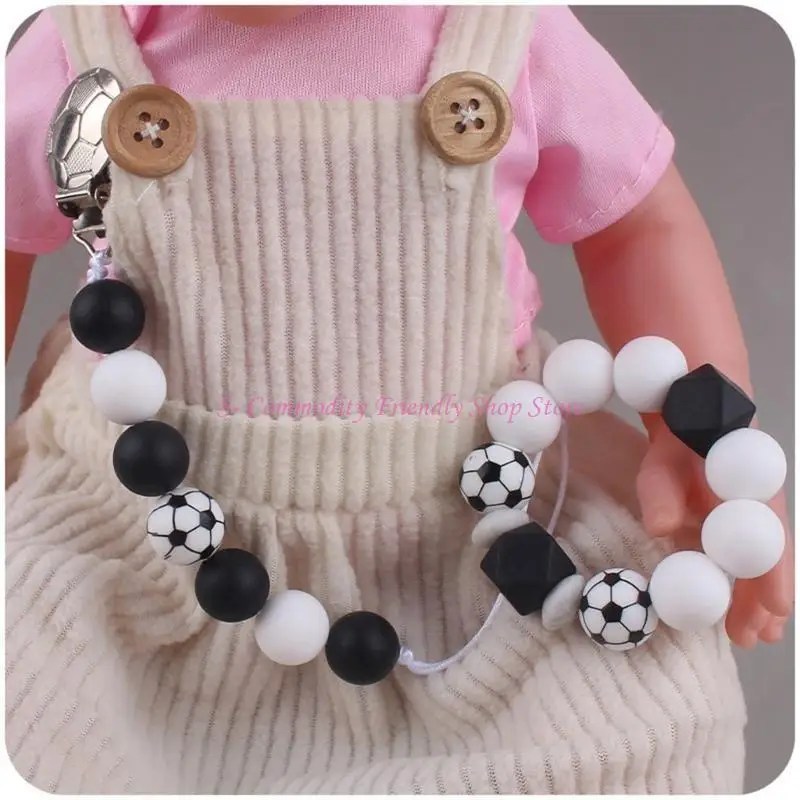 85AE Cartoon Teething Bracelet Silicone Bead Pacifier Clip for Baby Girl Boy Soother