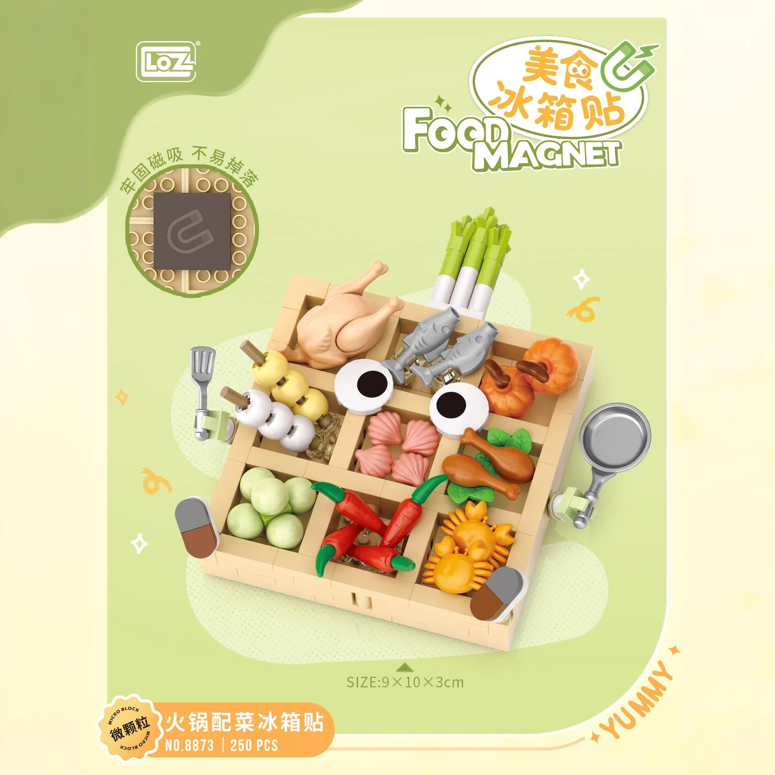 LOZ Montagem Blocos de Construção Quebra-cabeça Brinquedo Ímã de Geladeira - Hotpot de Frutos do Mar/Okinawa Lanche Tema Adesivos Magnéticos para Geladeira