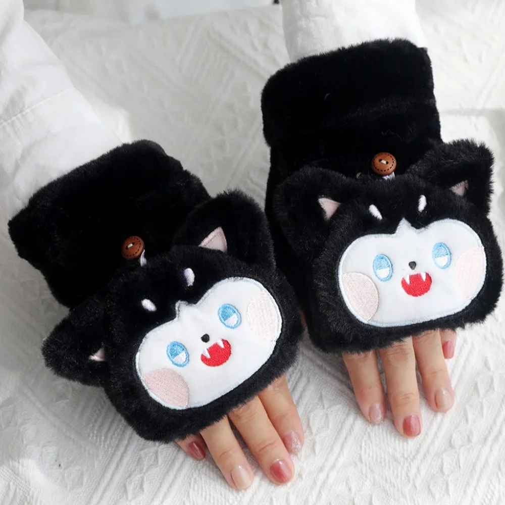 Fashion Cartoon Animals Cartoon Winter Gloves Flip Cover Soft Plush Pig Gloves Warm Thicken Children Gloves Winter'