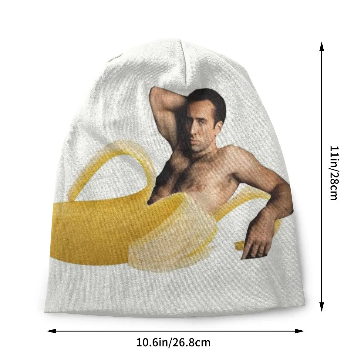 Custom Nicolas Cage In A Banana Bonnet Beanie Knitting Hat Men Women Hip Hop Unisex Funny Meme Warm Winter Skullies Beanies Cap