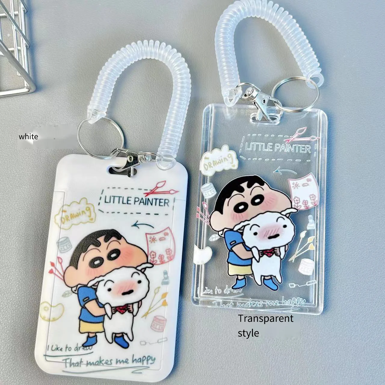 Anime Crayon Shin-Chan Keychain Cartoon Sliding Card Holder Student Meal Bus Card Lady Id Card Credit Card Holder Cute Ornament