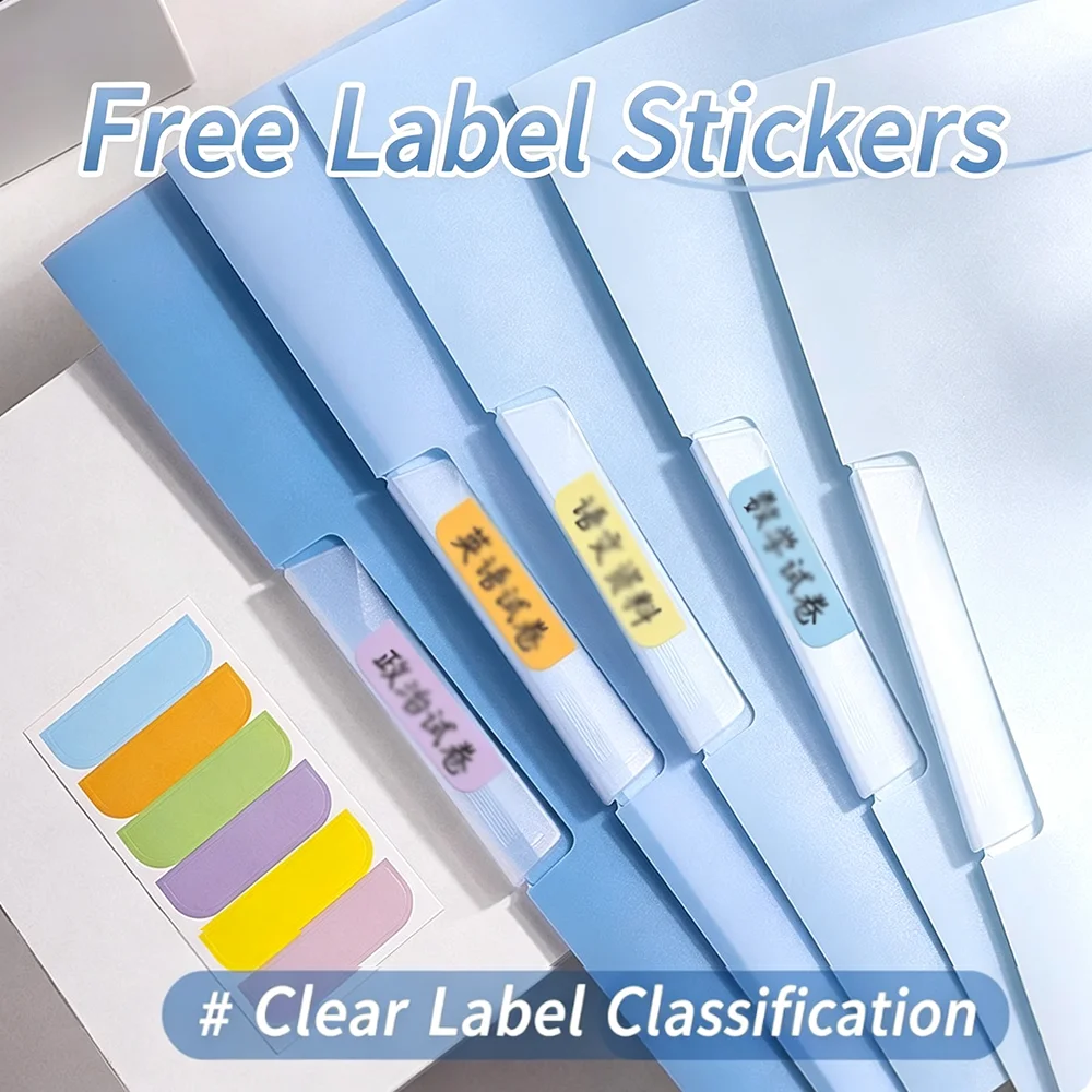 5 Pieces of Rotating Pull Rod Clip Transparent Insert A4 Folder, Side Opening Pull Rod Storage Clip Folder Organization