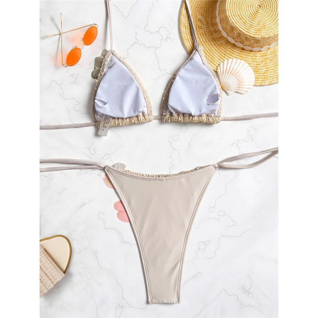 S - XL 3D-Blumen-Neckholder-Bikini, Damen-Badebekleidung, zweiteiliger Bikini-Set, Badeanzug mit Ausschnitten, Badeanzug, Schwimmanzug V7945 – Detail 9