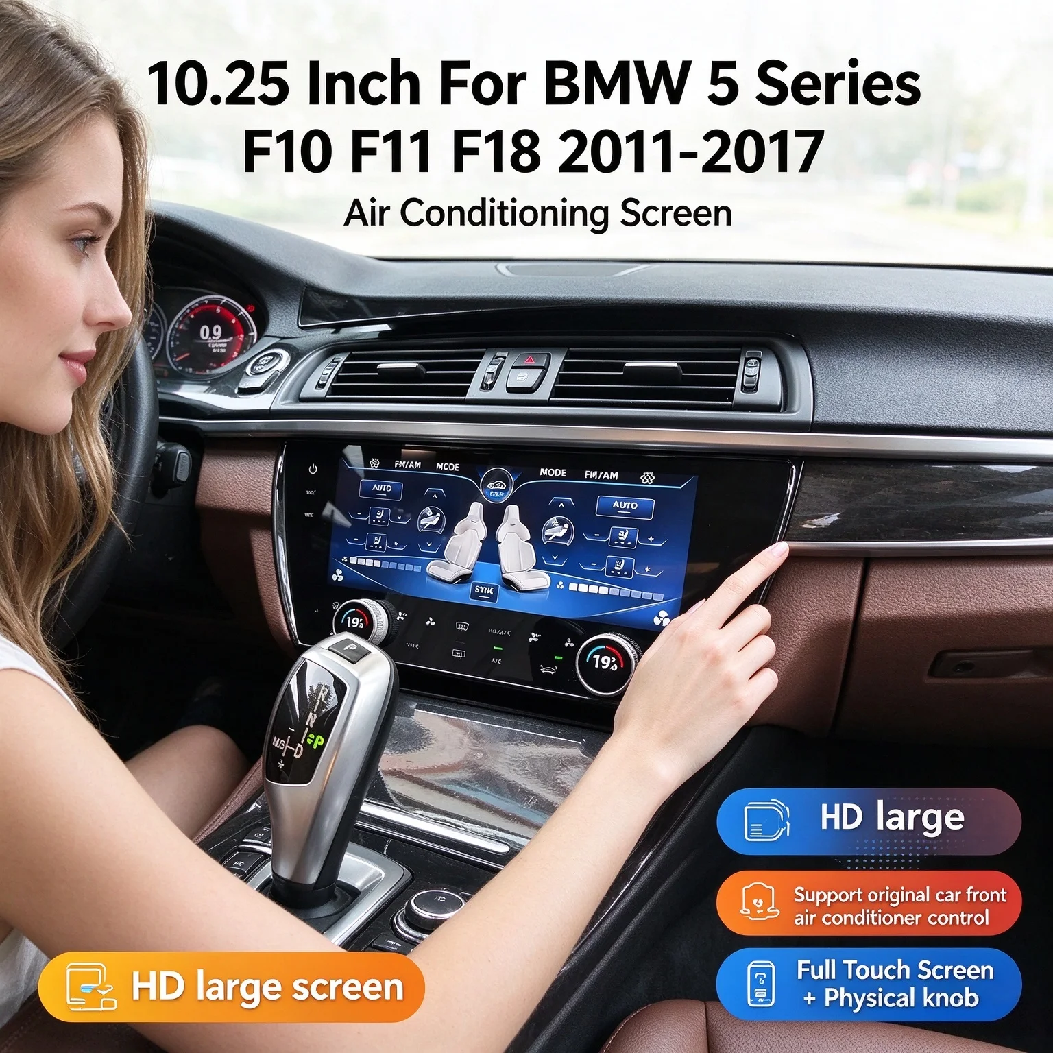 10.25'' Touch Air Conditioner Control AC Screen Climate Panel Board For BMW 5 Series F10 F11 F18 2010-2017 Digital AirCon Stereo