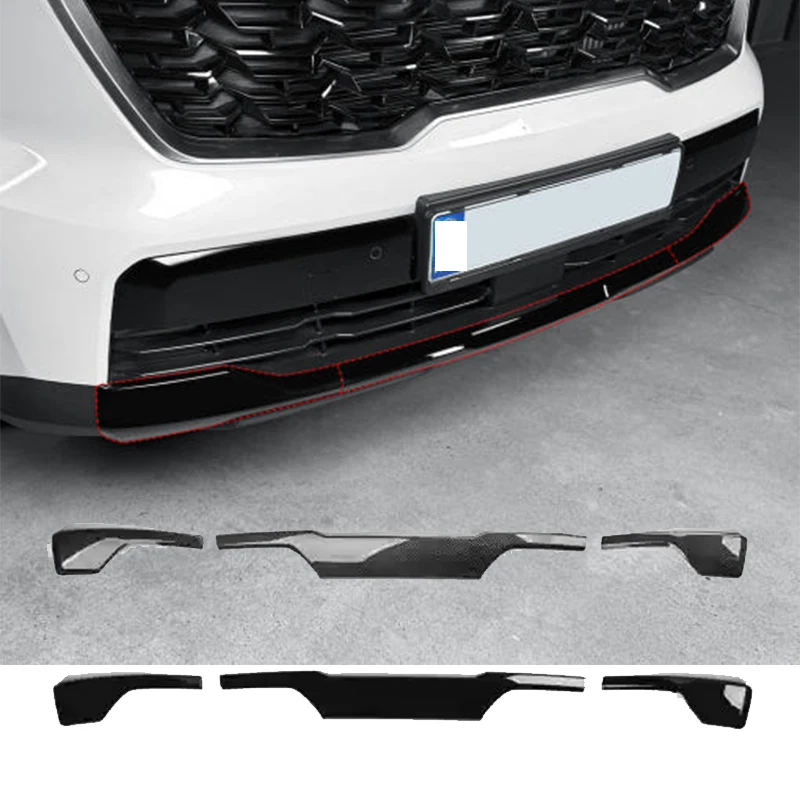 كيا سورينتو MQ4 2024 2025 2026 المصد الخلفي للسيارة إطار زخرفي ثلاث مراحل سبويلر أمامي مادة ABS أسود لامع