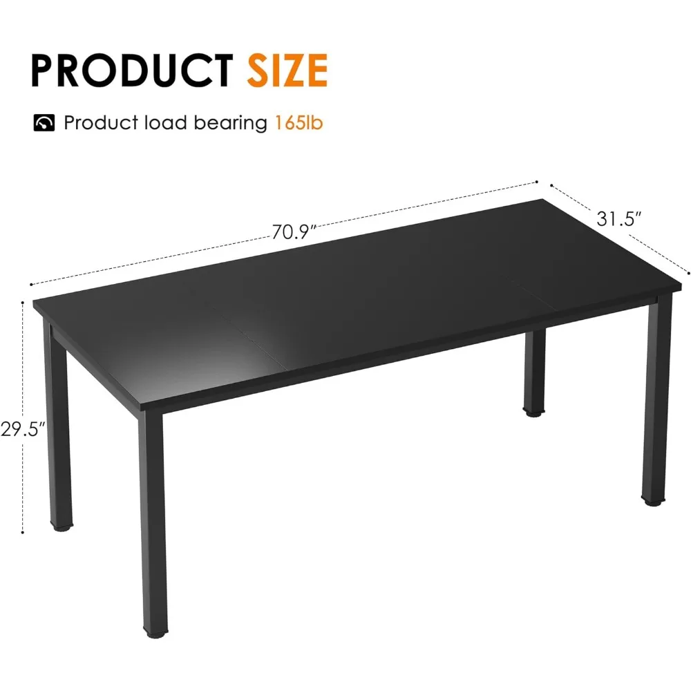 70.8 Inch Bureau Nodig, Groot Stijlvol Computerbureau, Eenvoudige Studie Schrijftafel, Werkstation Zakelijk Meubilair