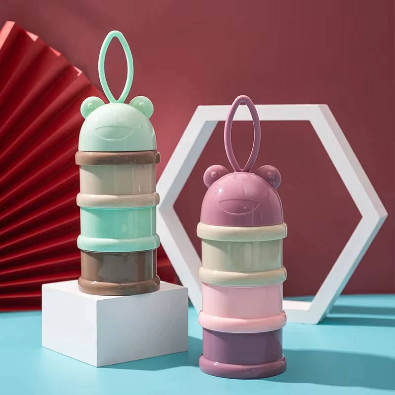 

Цветная коробка для сухого молока, удобная и портативная коробка для сухого молока, 3-уровневый контейнер для пищевых продуктов для малышей, дорожный контейнер для закусок