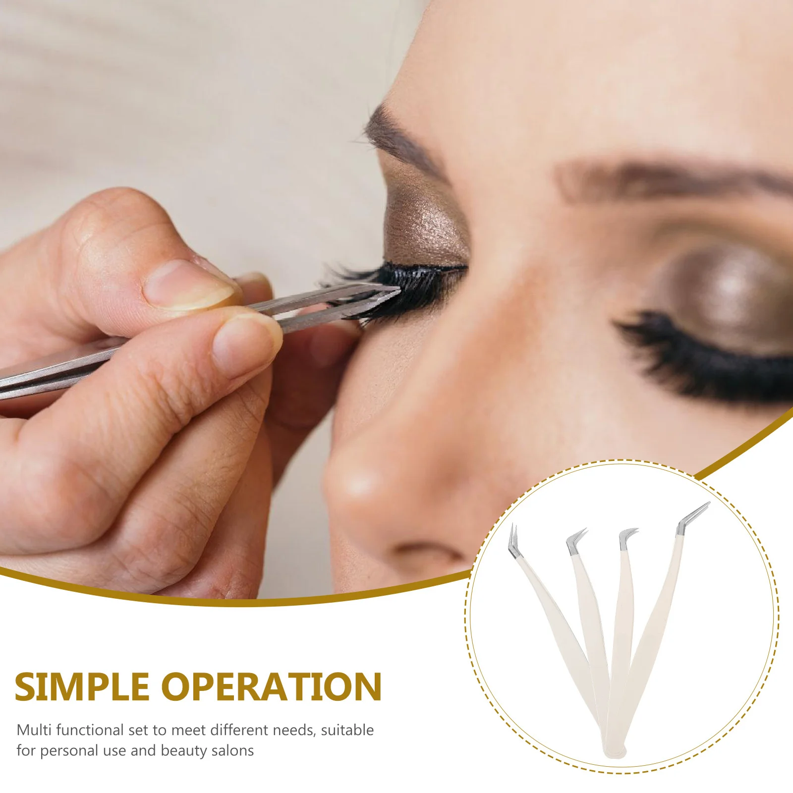 1 satz 1 Set Falsche Wimpern Verlängerung Applikator Werkzeuge Edelstahl Spitze Pinzette Für Wimpern Volumen Extensions Tragen Entfernen