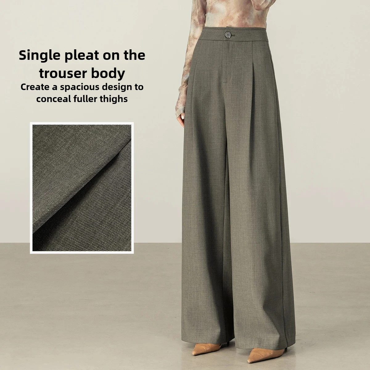 SENTUBILA Casual Wide-leg Pants Women's Autumn New Solid High Waist Pants Fashion Commute Loose-fitting Long Trousers 153K87958