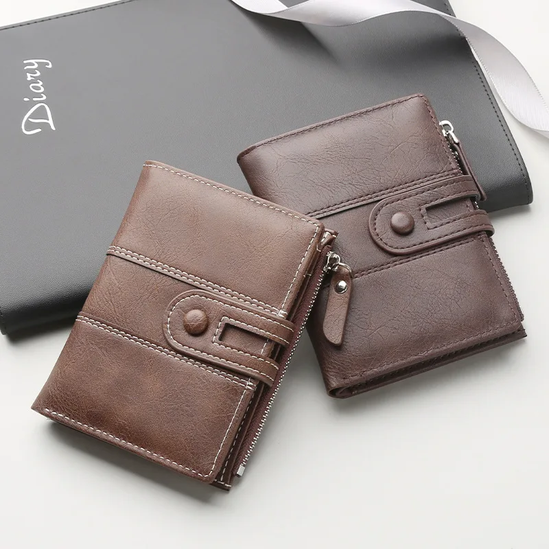 

Men's Coin Purse Wallet Fashion RFID Blocking Man PU Material Wallet Zipper Business Card Holder ID Money Bag Wallet Male 2025