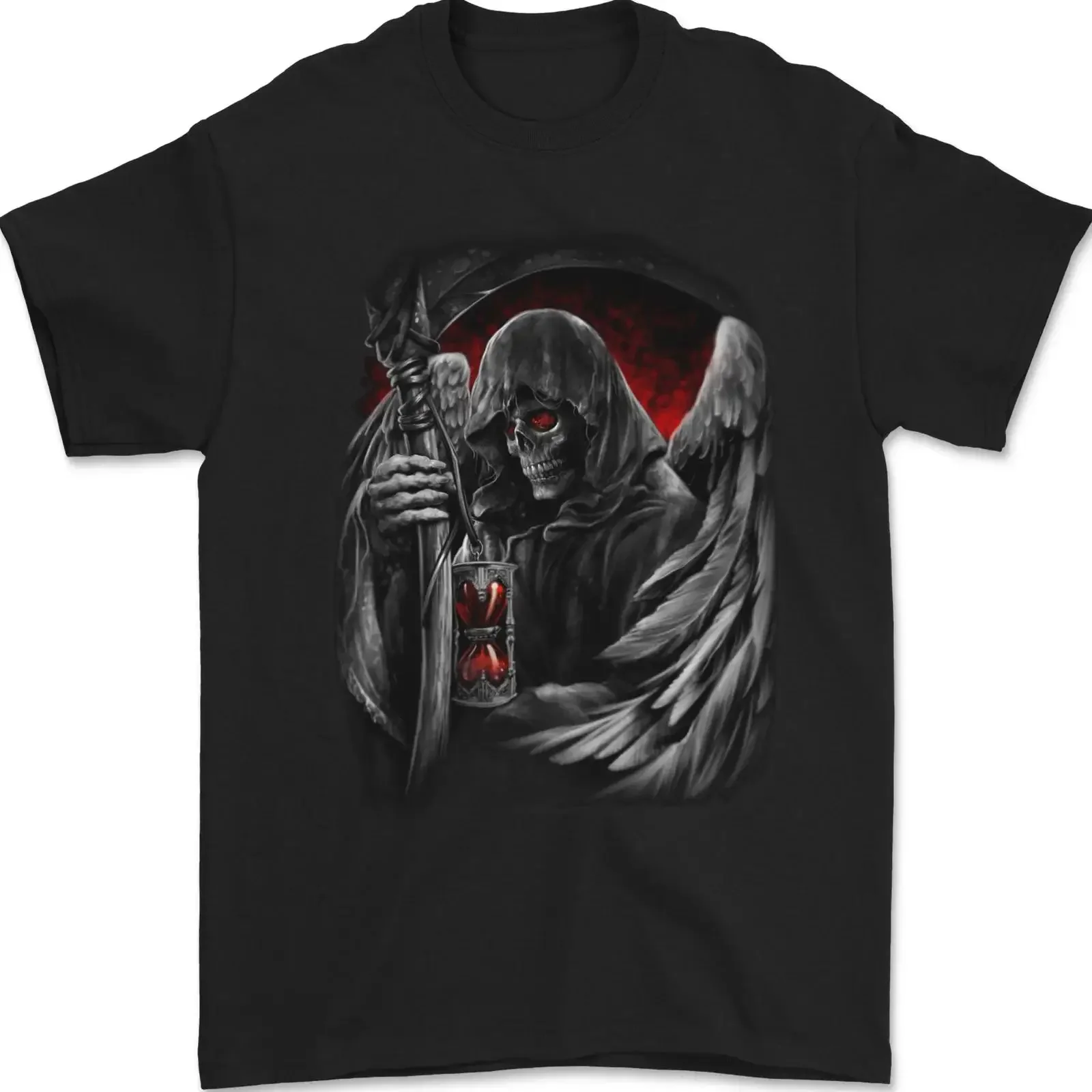 Grim Reaper Biker Gothic Heavy Metal Skull Herren T Shirt 100 Baumwolle vintage Washed Stylish Soft Stretched
