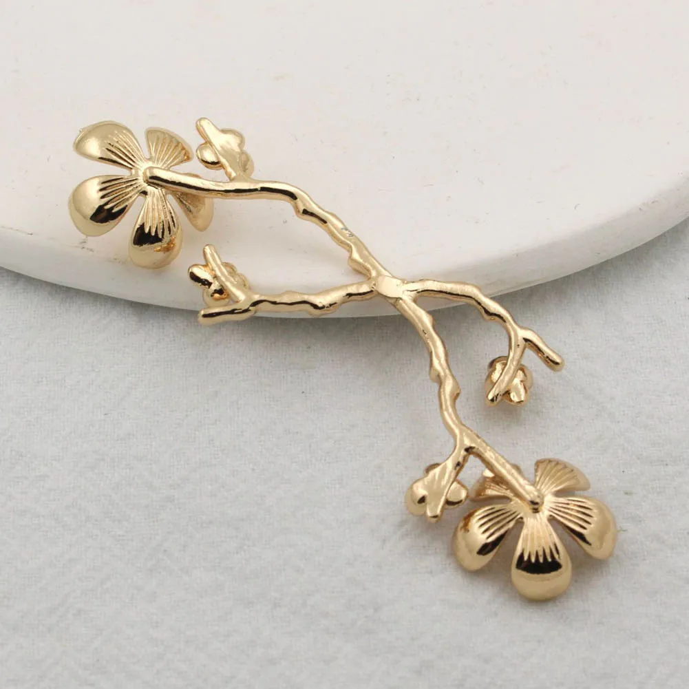 6pcs 75x25mm Quality Brass Casted Winter Flower Branches Grapevine Stamping Decoration Gold plated DIY Vintage Jewelry Making