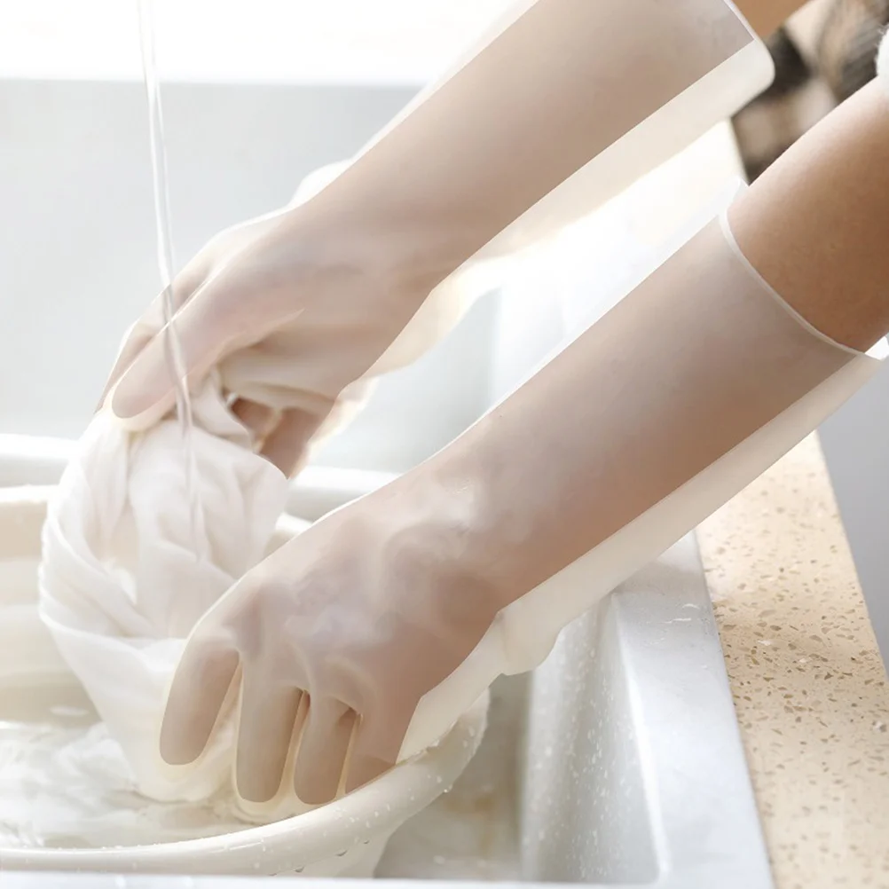 

2pcs Waterproof Cleaning Gloves Rubber Household Kitchen Scrubbing Mitts For Dishwashing Laundry Car Wash Gardening Oil-Proof