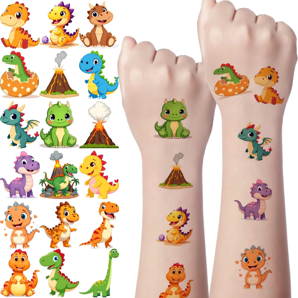 54 قطعة جميع أنواع الديناصورات الكرتونية ملصقات الوشم مقاوم للماء الوشم المؤقت الكرتون بنين بنات درجة الحرارة الوشم ملصق #1
