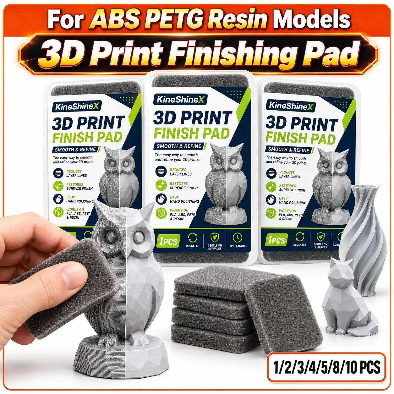 3D Print Finishing Pad Reusable Polishing Sponge Post Processing For PLA  ABS PETG Resin Model Remove Layer Lines Surface Smooth