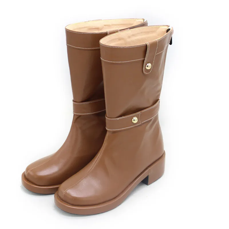 Anime Frieren Cosplay Shoes Brown Leather Boots Custom Made Men Women Christmas Halloween Carnival Party Role Play Shoes