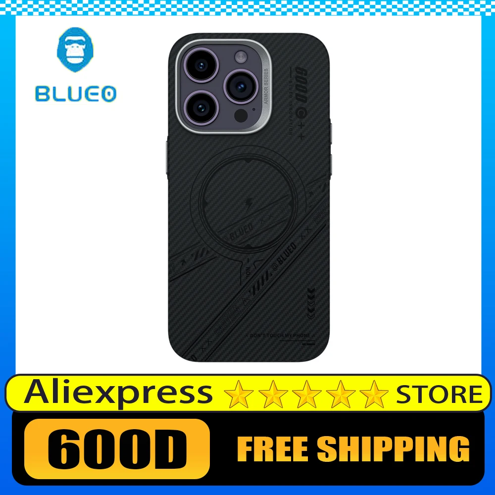 BLUED 600D Phone Case For iPhone 16 Pro Max Carbon Fiber Ultra Thin Magnetic Charging Anti-fall Phone Case Man Gifts