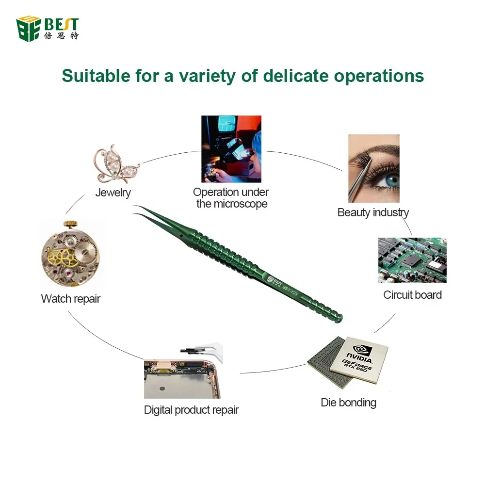 Precision Titanium Alloy Tweezers for Electronics Repair Jump Wire Microscope Tweezers for Micro Soldering Work PCB Motherboard