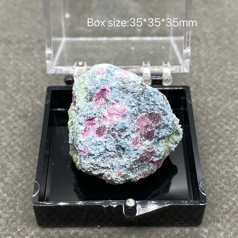 100% natural Vietnam Monet Garden  ruby rough mineral specimens cure crystal (fluorescence effect  red） +Box size:35*35*35mm