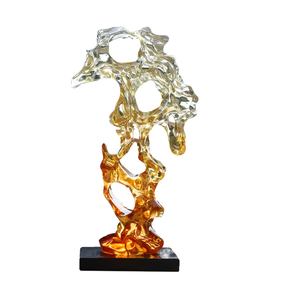 ※a Chic Abstract Scholar Rock Transparent Resin Sculpture Stunning Light Diffusion High-End Decor