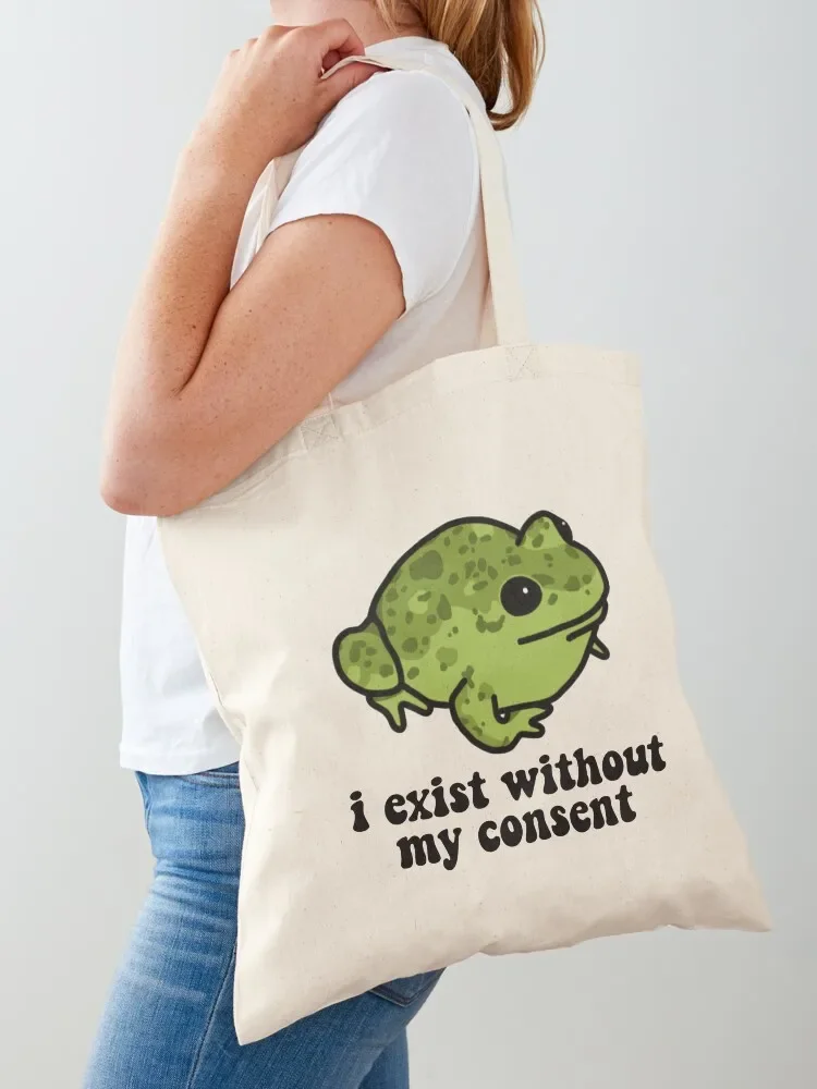 I Exist Without My Consent Frog Tote Bag Customizable tote bag custom fabric bag Gift university shopper