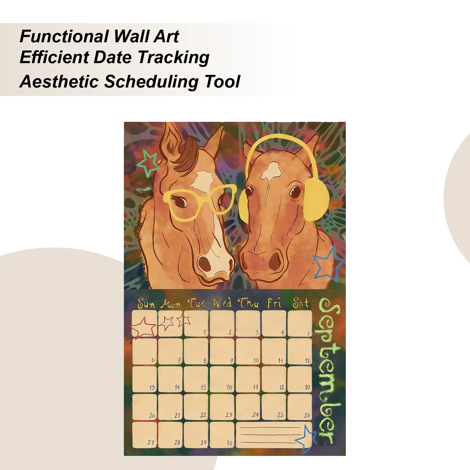 

2026 Color Painting Year Of The Horse Wall Calendar Aesthetic Painted Daily Monthly Planner 12 Month Calendar Decor for Home