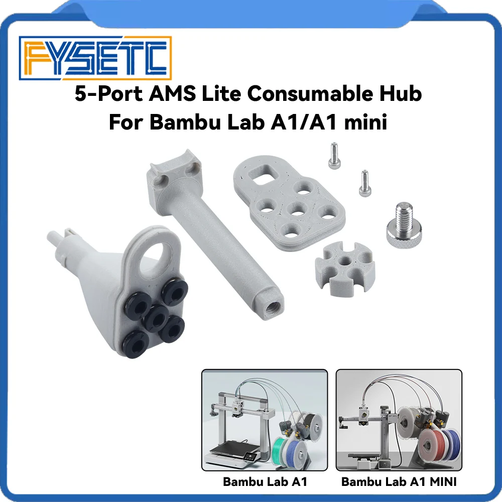 

Комплект 5-портового хаба AMS Lite для Bambu Lab A1/A1MINI V2.0, обновленные запчасти для 3D-принтеров Bambu Lab A1 A1MINI