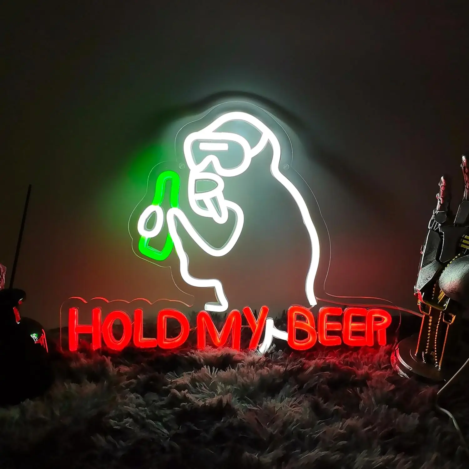 

Неоновая вывеска обезьяны с регулируемой яркостью Hold My Beer Неоновые огни для пивного бара Паба Человек Пещера Декор для вечеринки Эстетика Рисуйте праздничные подарки