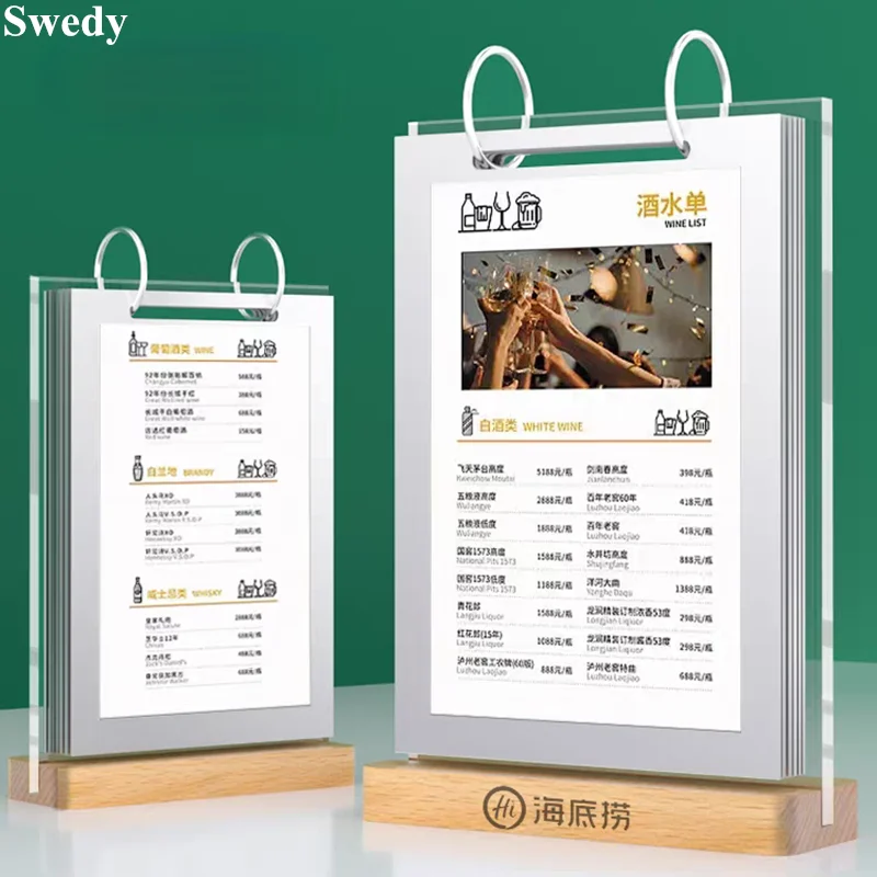 A5 148X210MM Page Turning Double Sided Acrylic Sign Holder Display Stand Picture Photo Poster Frame Table Menu Paper Card Holder