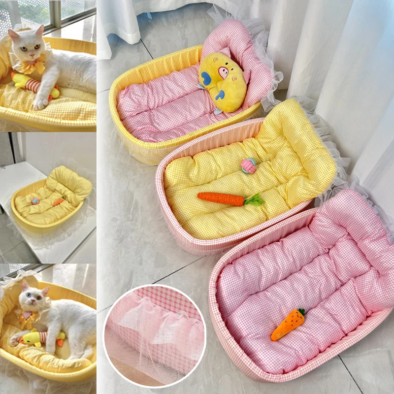 

All Season Pet Bed Soft Princess Sofa Design Washable Removable Cover for Cats Dogs Small Medium Pets Non Shedding Sleep Nest