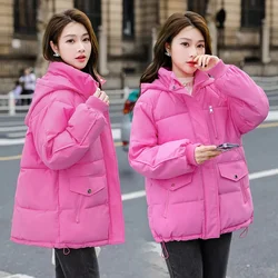 2024 New Fashion Winter Parka Women Cotton Padded Jackets Casual Thick Warm Hooded Coat Zippers Loose Female Outwear Overcoat