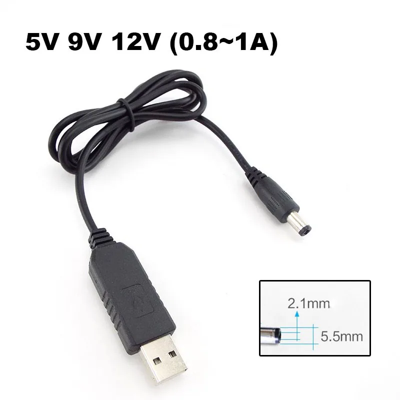 

USB Converter DC 5V to DC 9V 12V Power Supply Adapter Step UP Module Boost Connector Line Wire USB Plug to DC Cable 2.1x5.5mm