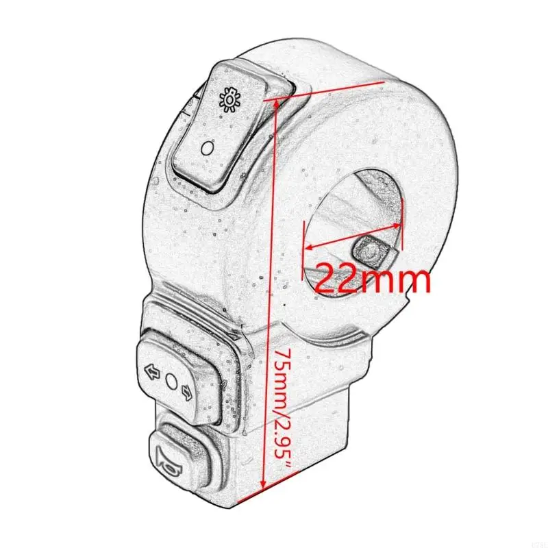 U75E 3 In1 Motorcycle Turn Horn ON/OFF Button for Electric Bike Scooter