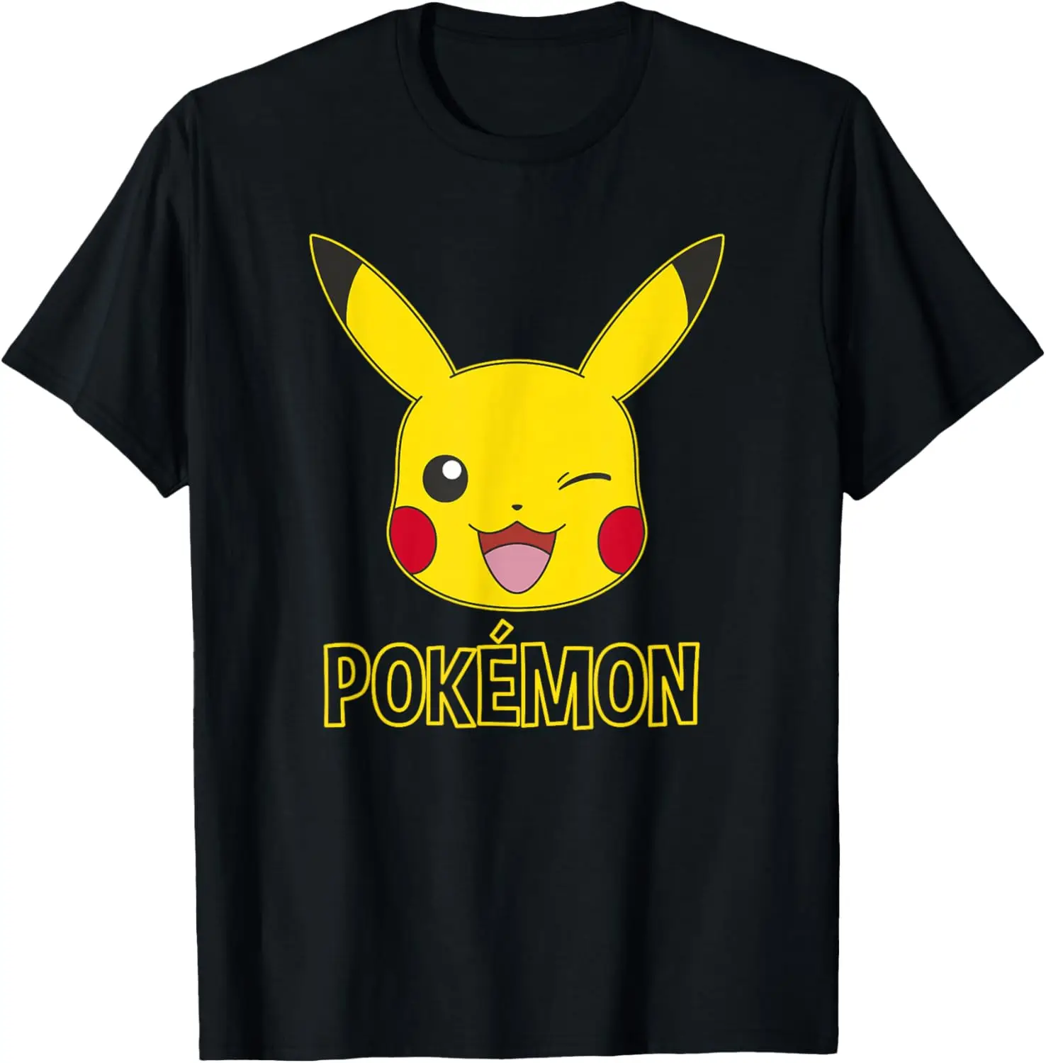 Pokémon Pikachu Cute Wink Classic Logo T-Shirt S-6XL