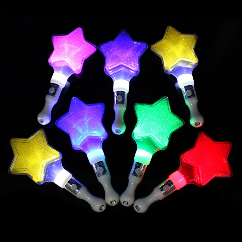 Glowing LED Magic Star Wand para crianças, decoração de festa luminosa, vara de luz luminosa fluorescente feliz, decoração de festa de aniversário para meninos e meninas