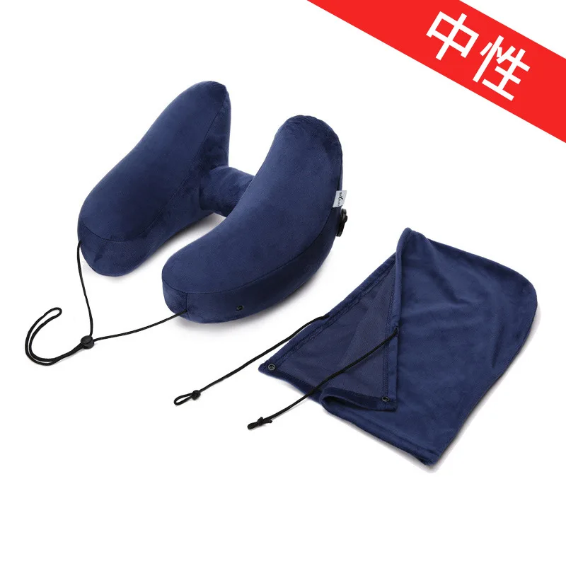 

H-образная дорожная подушка для шеи — надувная подушка для автомобиля в самолете с капюшоном для комфортного сна