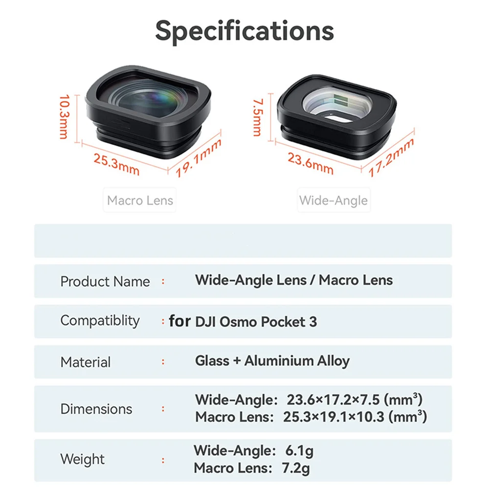Para DJI Pocket3 Booster/Macro lente gran angular accesorios de filtro magnético