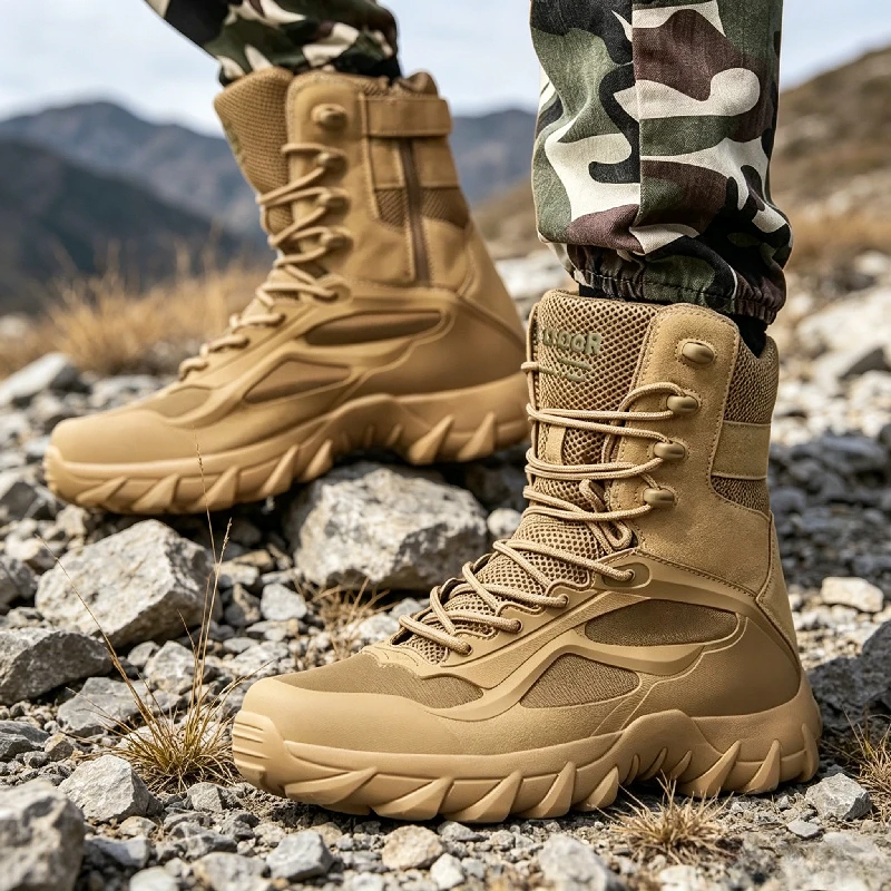 YUYIN Boots for Men Autumn High Top Desert Casual Flats Mens Boot Breathable Non Slip Work Shoes Motocross Ankle Boots for Men view 3