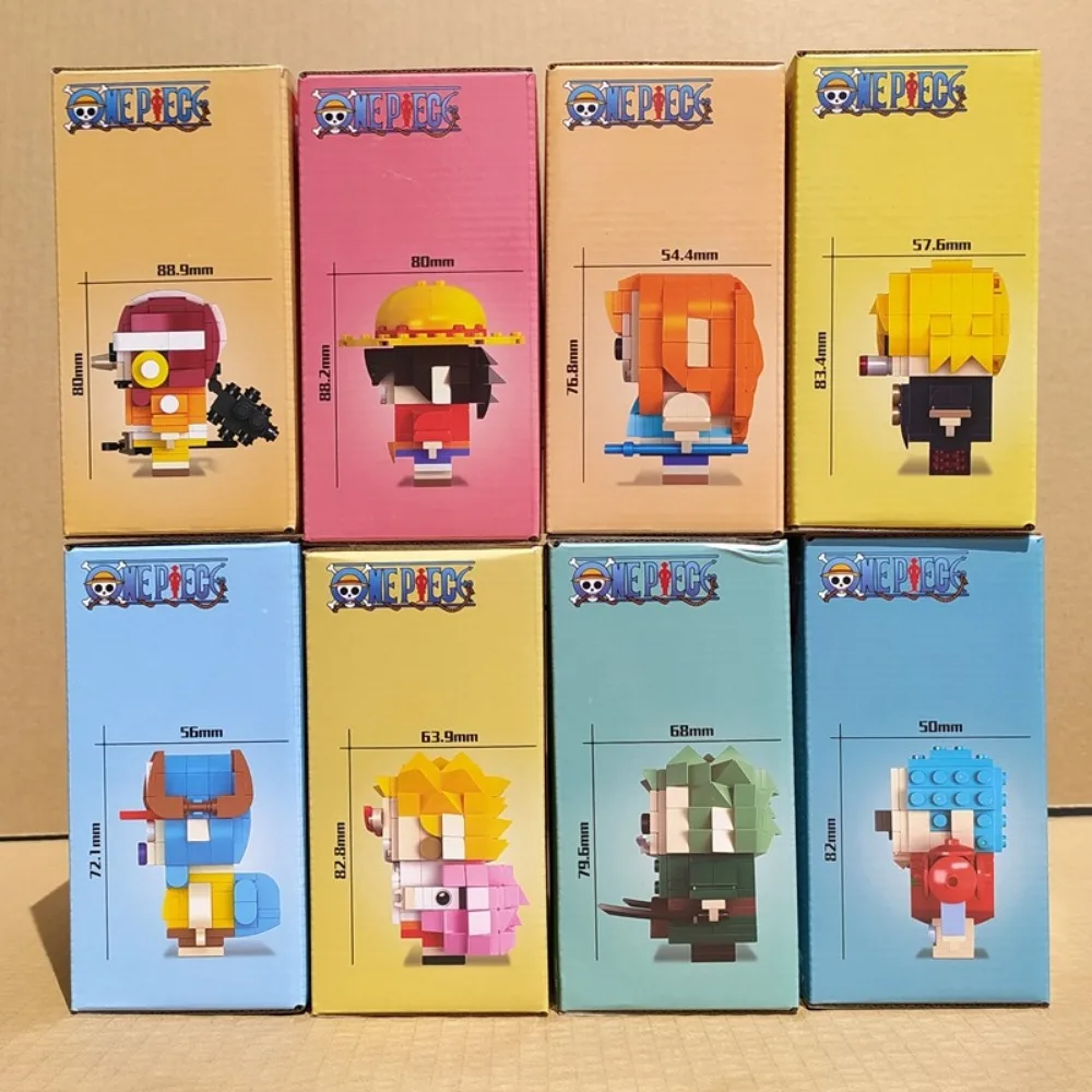 Bloques de construcción de cabeza grande para niño, juguete de Anime de una pieza, periferia versión Q, estatuilla de dibujos animados de Luffy, juego de moda, regalo para niños