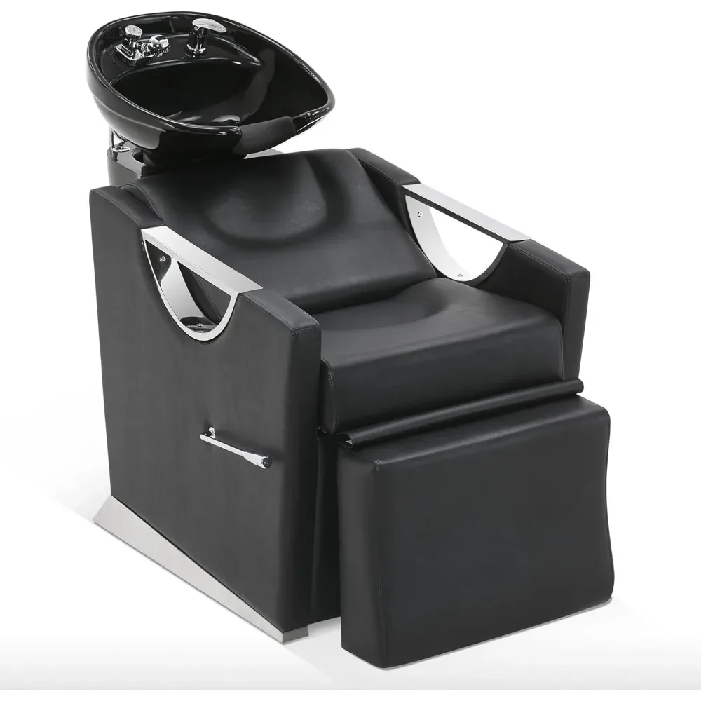 Ceramic Bowl Shampoo Chair Extended Ceramic Shampoo Bowl Sink Chair Station for Spa Beauty Salon Professional Hair Salon