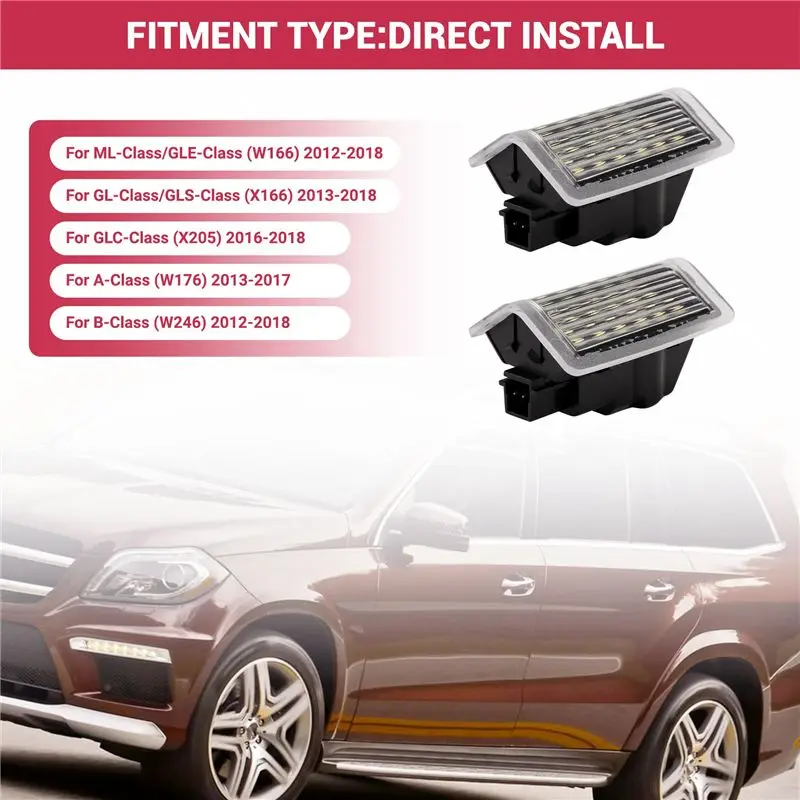 Strange LED Door Footwell Courtesy Light A0028201901 A0008202503 For Mercedes Benz A B C E ML GL GLS Class Licence Plate Light