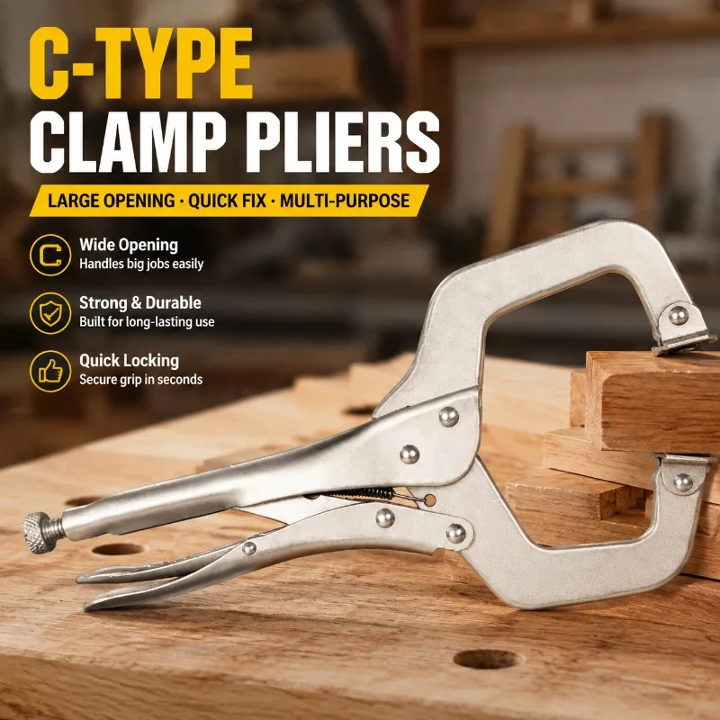 C‑style Lock‑grip Pliers Wide‑opening Multi‑purpose Universal Flat‑nose Quick‑securing Gripper  Practical  Woodworking
