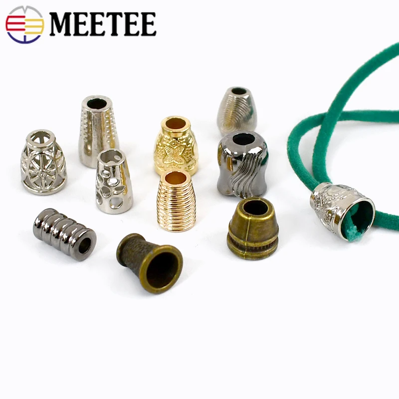 30Pcs Meetee Metal Cord Lock Stopper DIY Pants Cap Rope End Clasp Bolt Clips Button Garment Paracord Shoes Accessories