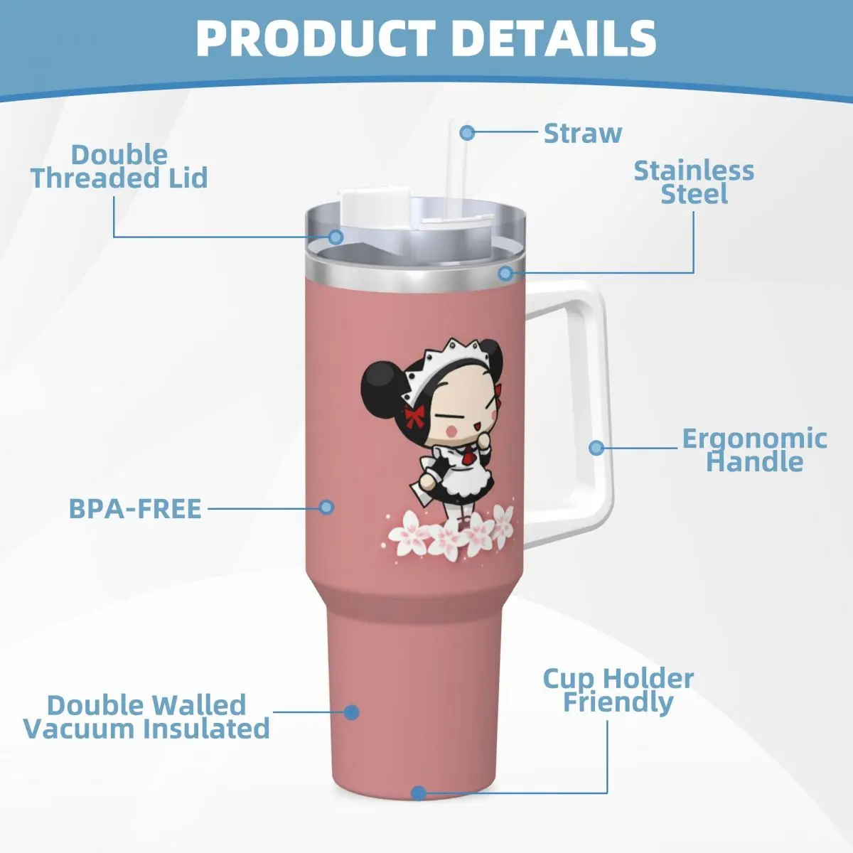 Pucca Bride Tumbler Cold Drink Water Bottle Portable Stainless