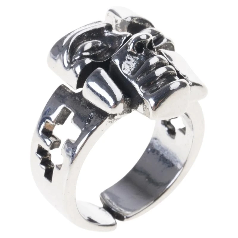 F92D Modern Vintage Mask Rings with Intricate Detailing Unique Rings for Individuality Seekers and Fashion Leaders