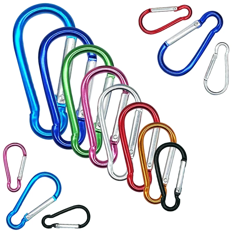 1-15PCS Spring Clasp Hook Aluminum Alloy Carabiner Spring Snap Clip Hooks Keychain Climbing Carabiner for Key Camping Tools