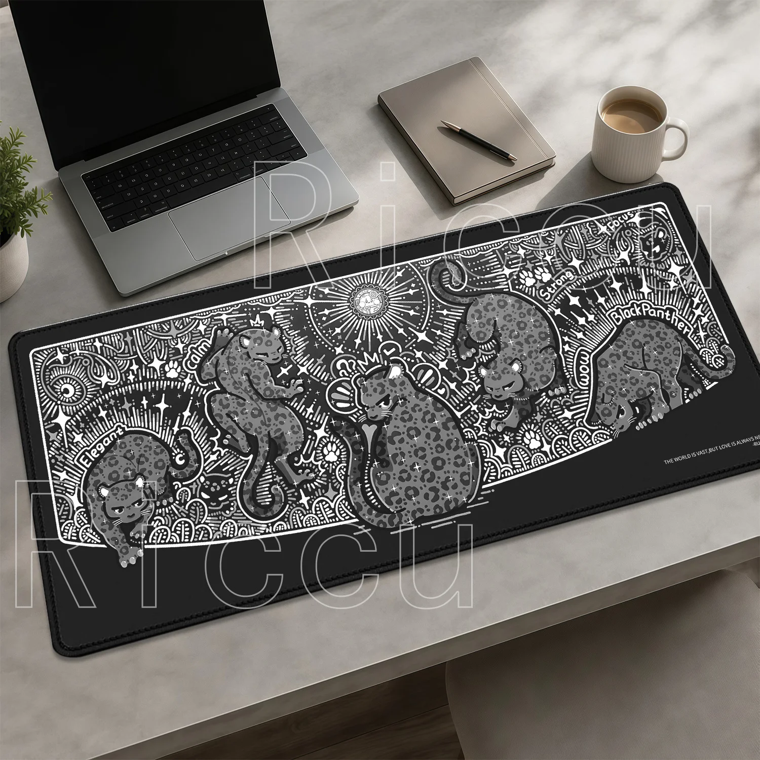 Black and White Leopard Cartoon Mouse Pad Office Accessories Gaming Overlock HD Printing Mousepad Non-slip Base Esports Desk Mat