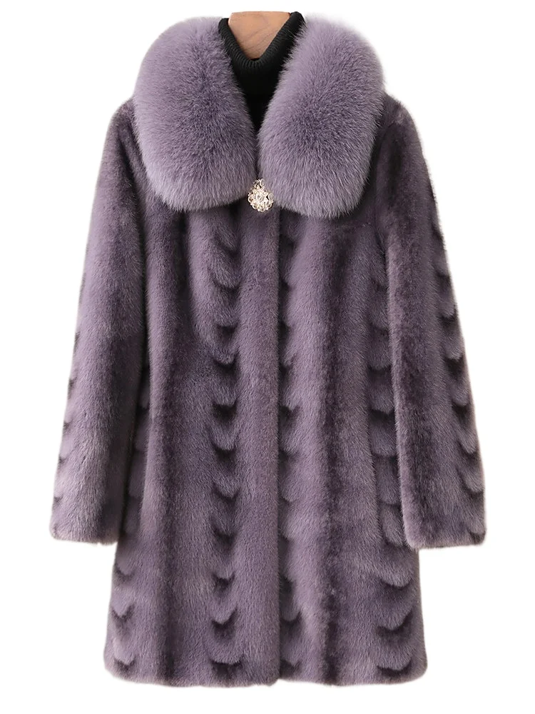 

Winter new mother mink velvet coat female fox fur collar fur integrated middle-aged and elderly Haining fur coat