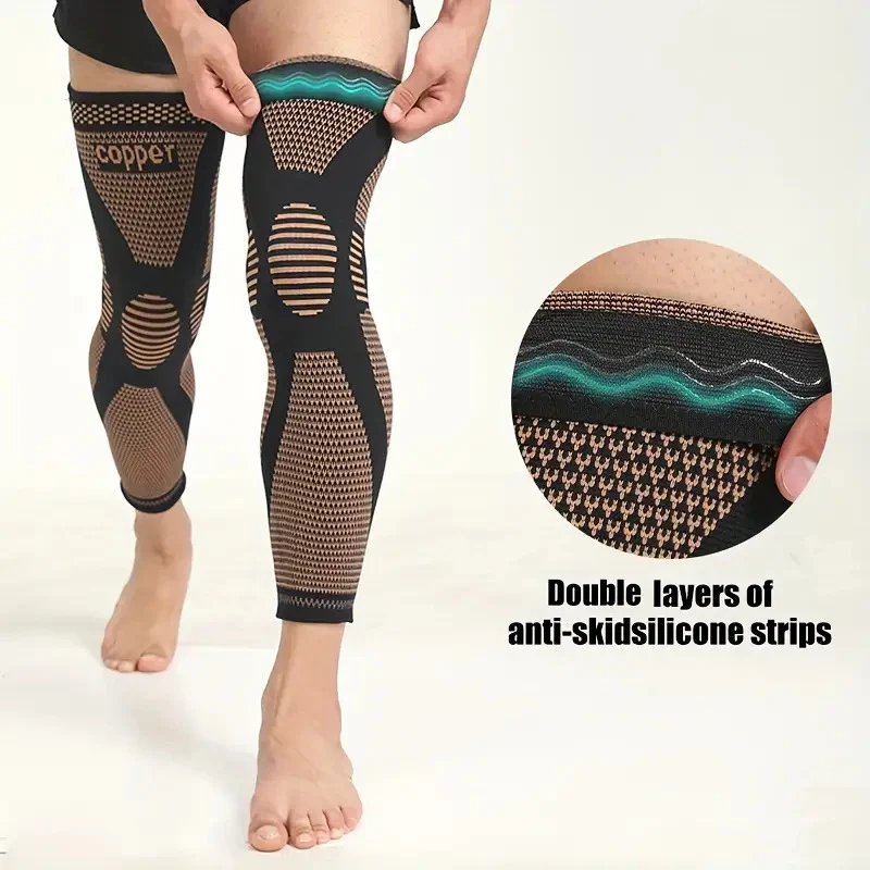Copper Full Leg Sleeves Long Compression Knee Support Protect Leg for Man Women Basketball Arthritis Cycling Sport Football Gym